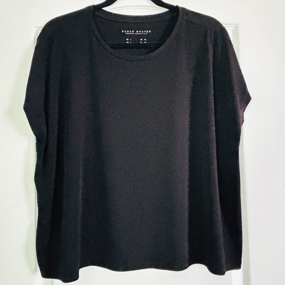 Susan Graver Tops - Susan Graver Black Modern Essential Knit Top Career Casual Short Sleeve